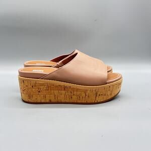 FitFlop Sandals Womens 6 Pink Leather Eloise Platform Wedge Slide Comfort Shoes